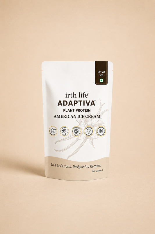 Irthlife Adaptiva Premium Plant Protein Powder Single Pack | American Ice Cream | Rich & Smooth Gut-Friendly | 27g Protein per Serving with Complete Amino Acid Profile & Added Multivitamins | 100% Dairy Free