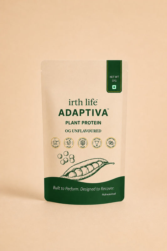 Irthlife Adaptiva Premium Plant Protein Powder Single Pack | OG Unflavoured | Rich & Smooth Gut-Friendly | 27g Protein per Serving with Complete Amino Acid Profile & Added Multivitamins | 100% Dairy Free