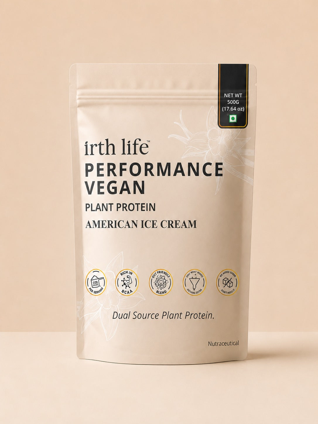 Irthlife Performance Vegan Premium Plant Protein Powder Single Pack | American Ice Cream | 31.2g Protein per Serving, Complete Amino Acid Profile & Added Multivitamins  | 100% Dairy-Free
