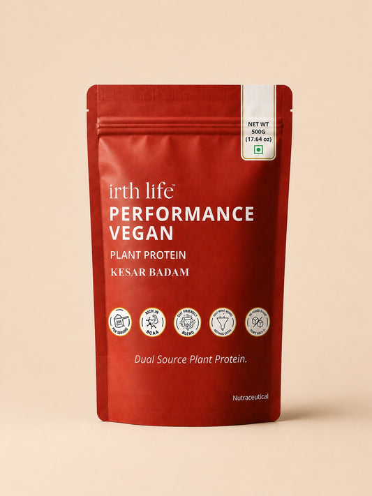 Irthlife Performance Vegan Premium Plant Protein Powder | Kesar Badam | 31.2g Protein per Serving, Complete Amino Acid Profile & Added Multivitamins | 100% Dairy-Free