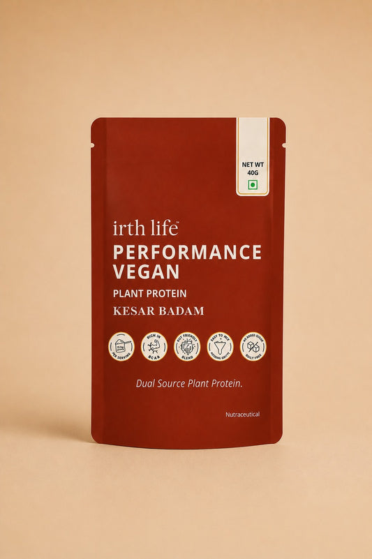 Irthlife Performance Vegan Premium Plant Protein Powder Single Pack | Kesar Badam | 31.2g Protein per Serving, Complete Amino Acid Profile & Added Multivitamins | 100% Dairy-Free