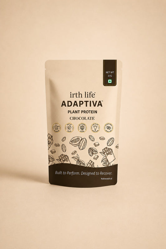 Irthlife Adaptiva Premium Plant Protein Powder Single Pack | Chocolate | Rich & Smooth Gut-Friendly | 27g Protein per Serving with Complete Amino Acid Profile & Added Multivitamins | 100% Dairy Free