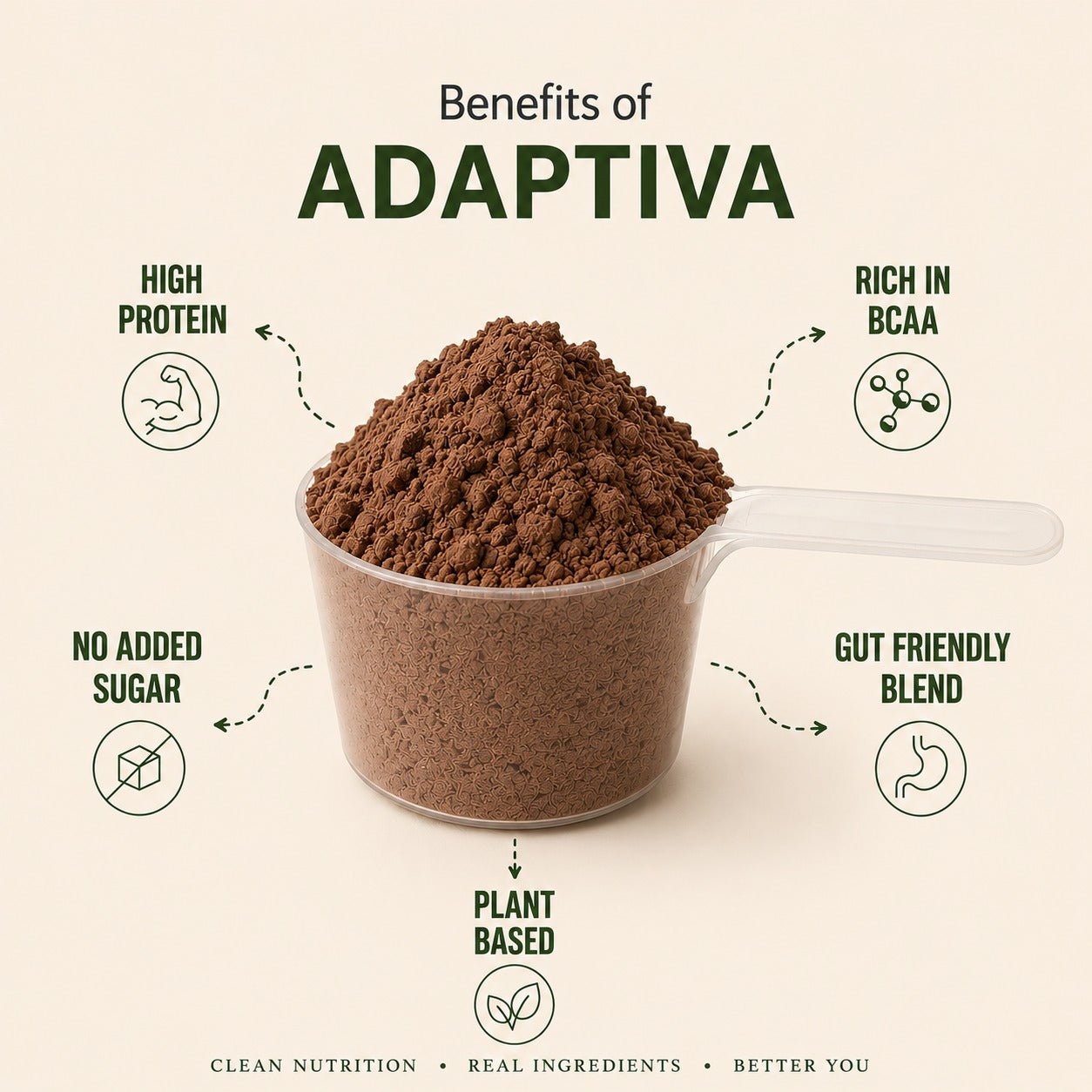 Irthlife Adaptiva Premium Plant Protein Powder Single Pack | Chocolate | Rich & Smooth Gut-Friendly | 27g Protein per Serving with Complete Amino Acid Profile & Added Multivitamins | 100% Dairy Free