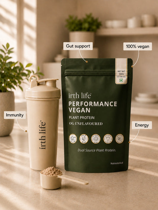 Irthlife Performance Vegan Premium Plant Protein Powder | OG Unflavoured | Gut-Friendly Advanced Plant Formula with 31.2g Protein per Serving, Complete Amino Acid Profile & Added Multivitamins | 100% Dairy-Free
