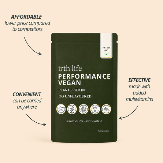Irthlife Performance Vegan Premium Plant Protein Powder Single Pack | OG Unflavoured | 31.2g Protein per Serving,  Complete Amino Acid Profile & Added Multivitamins | 100% Dairy-Free