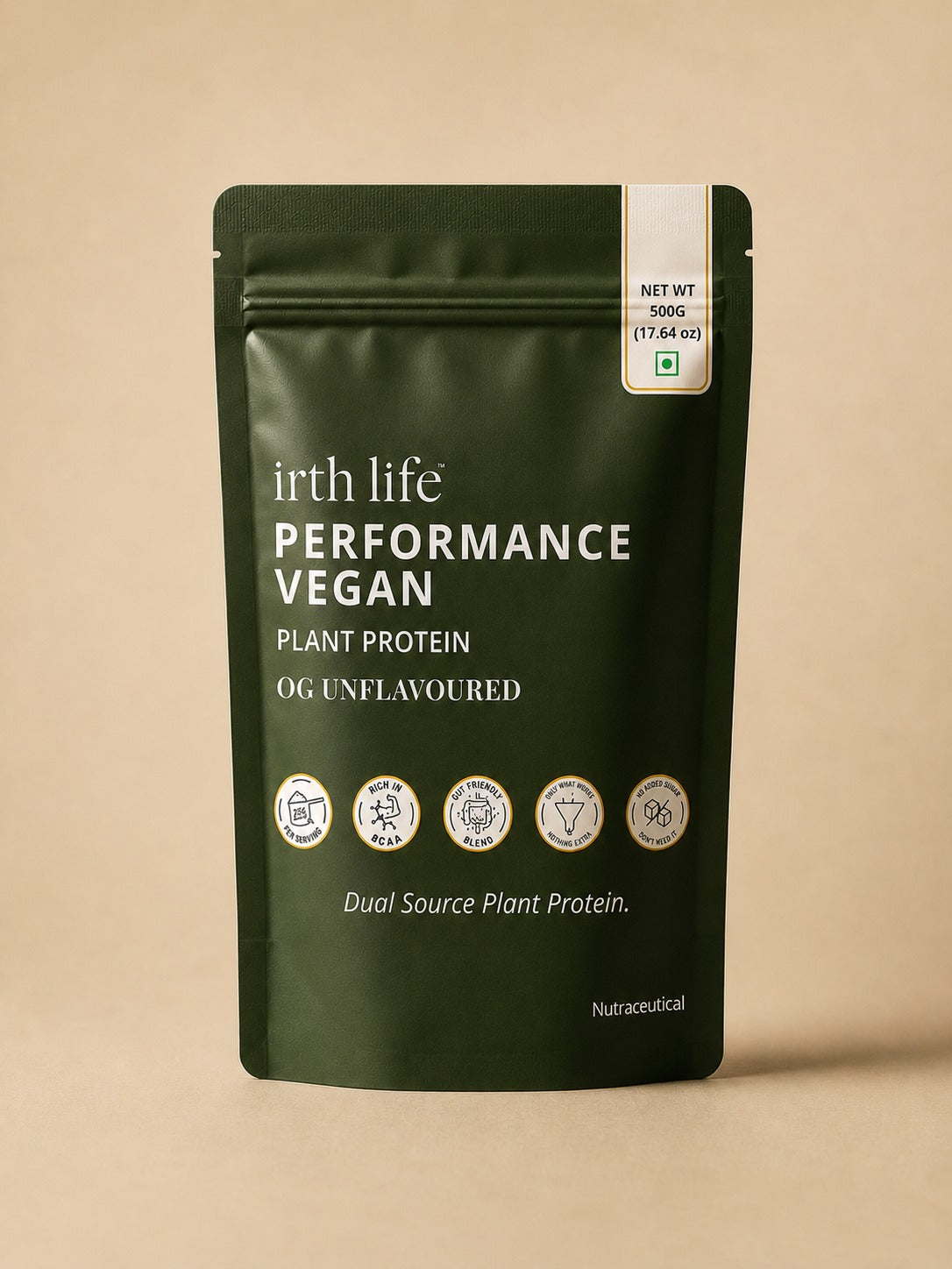 Irthlife Performance Vegan Premium Plant Protein Powder | OG Unflavoured | Gut-Friendly Advanced Plant Formula with 31.2g Protein per Serving, Complete Amino Acid Profile & Added Multivitamins | 100% Dairy-Free