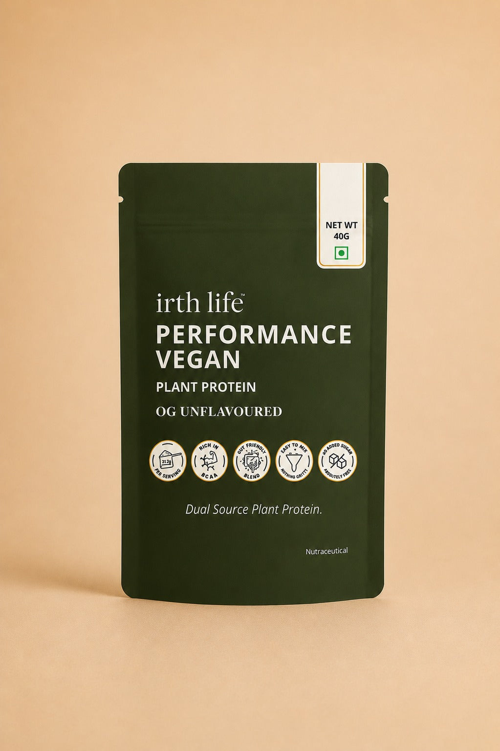Irthlife Performance Vegan Premium Plant Protein Powder Single Pack | OG Unflavoured | 31.2g Protein per Serving,  Complete Amino Acid Profile & Added Multivitamins | 100% Dairy-Free